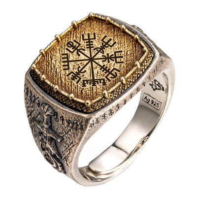 Anillo de Plata Viking con Diseño de Dragón y Espada - Estilo Nórdico para Hombre - Image 3
