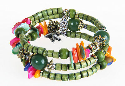 Pulsera de Madera Vintage con Cuentas Budistas y Detalles en Concha - Image 19