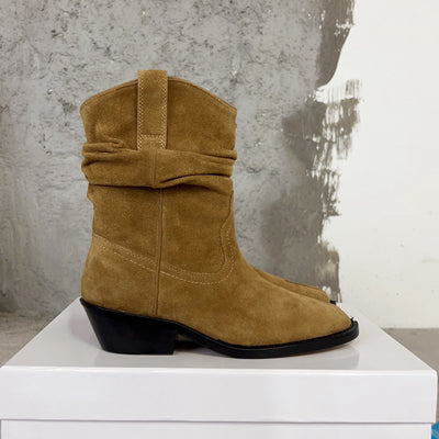 Botas Tobilleras de Cuero con Punta Dividida - Image 4