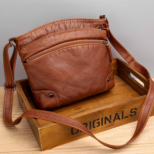 Bolso de Hombro Cuero Lavado Retro Estilo Casual