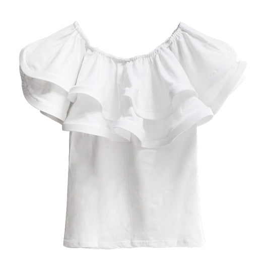 Blusa Elegante con Cuello Volante Doble Capa y Hombros Descubiertos - Image 3