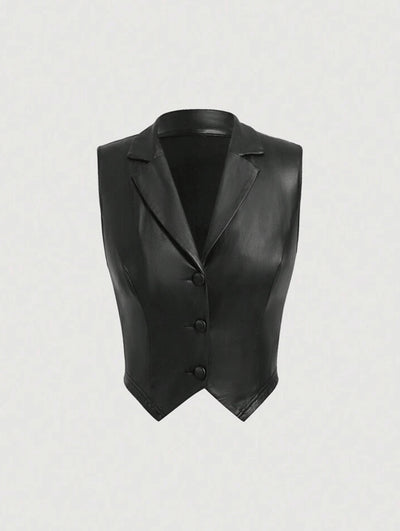 Chaleco de Cuero Premium con Cuello y Botones - Image 9