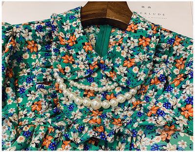 Blusa Floral de Chifón con Cuello de Muñeca y Volantes Encadenados - Image 12