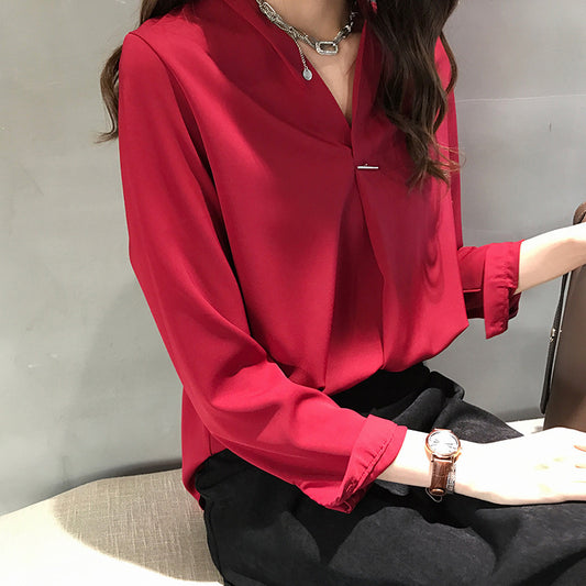 Blusa Chiffón Escote en V