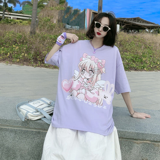 Playera Estampado Girly Suelta Manga Corta Soft Girl - Image 2