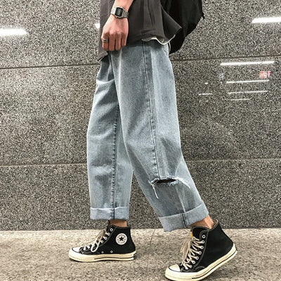 Jeans Rectos Rotos Estilo Coreano Oversized - Image 5