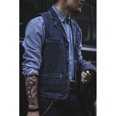 Chaleco Denim Rayado Oversized para Otoño e Invierno - Image 6