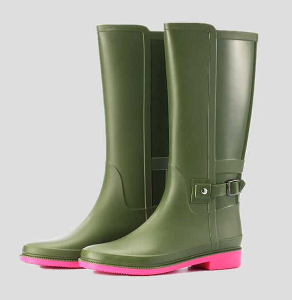 Botas Mujer Impermeables con Hebilla - Caña Alta Antideslizante