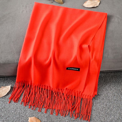 Pashmina Elegante de Color Liso con Borlas - Image 27