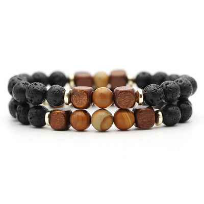 Pulsera de Piedra Volcánica Lava y Ojo de Tigre - Image 29