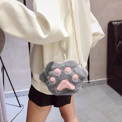Bolso Mensajero con Diseño de Patitas de Gato y Oso Felpa - Image 2
