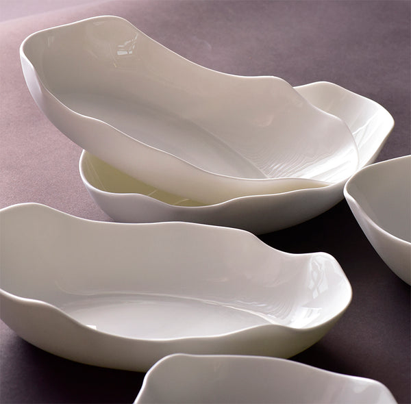 Plato para Ensalada de Porcelana Ultrafina con Diseño Irregular