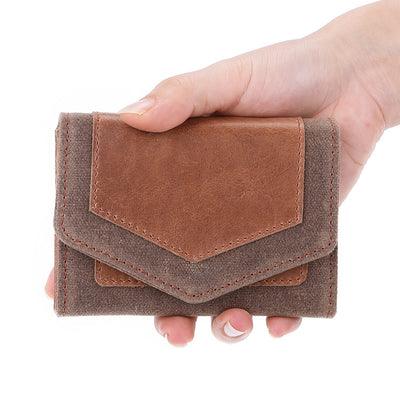 Cartera Minimalista de Cuero Vegetal y Lona Encerada - Image 11