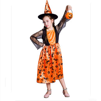 Disfraz de Bruja Calabaza para Niñas - Traje de Brujas Infantil para Halloween y Presentaciones