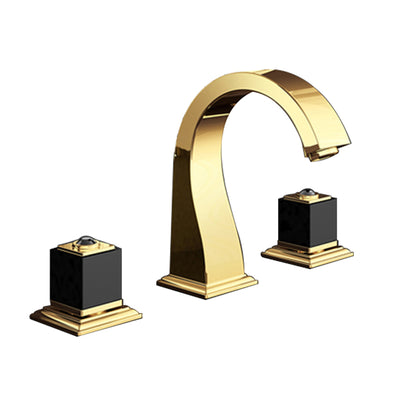 Grifo de Lavabo de Dos Piezas Dorado - Instalación de Tres Orificios para Baño - Image 3