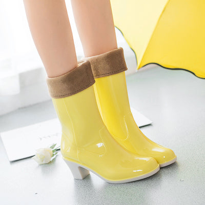 Botas de Lluvia Impermeables de Tacón Alto Caña Media - Image 13
