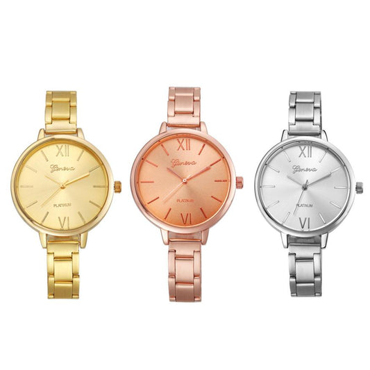Reloj de Cuarzo para Dama Geneva con Malla de Acero Fino