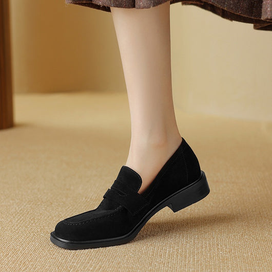 Zapatos de Tacón para Mujer en Piel de Oveja con Punta Cuadrada y Redonda Retro - Image 5
