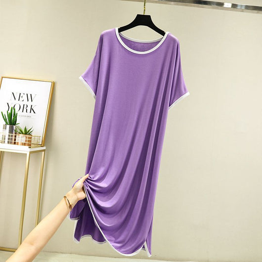 Vestido Modal Mujer Cuello Redondo Manga Corta Casual - Image 10