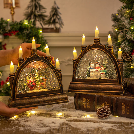 Lámpara Linterna Navideña de Cristal Portátil para Decoración