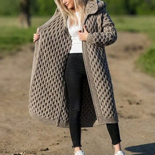 Cardigan Tejido Grueso con Capucha para Invierno Mujer - Image 9