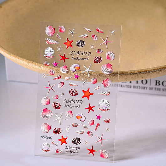 Pegatinas de Uñas 5D Relieve Oceano y Viento