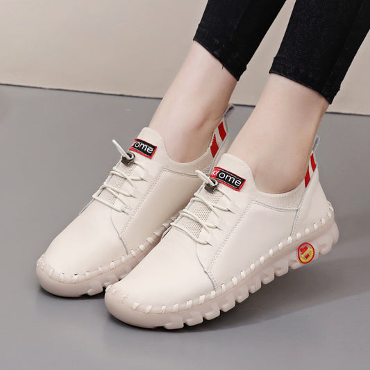 Zapatillas Blancas Casuales con Suela Elástica y Diseño Moderno