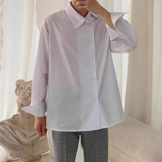 Camisa Casual Ejecutiva con Solapa Asimétrica y Rayas - Image 4