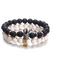 Pulseira de Pedra Vulcânica com Zircônias e Coroa de Moda Europeia