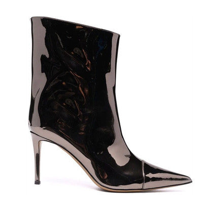 Botas Tobilleras Nightclub Tacón Alto Puntiagudo 9cm Cuero Magic Paint - Image 10
