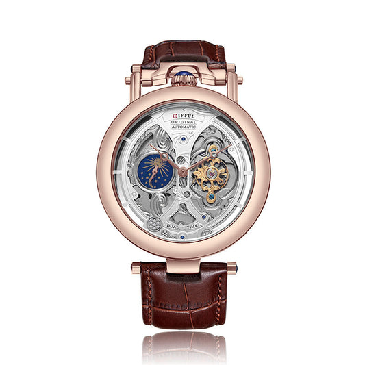 Reloj Automático Tourbillon con Fondo Transparente Resistente al Agua