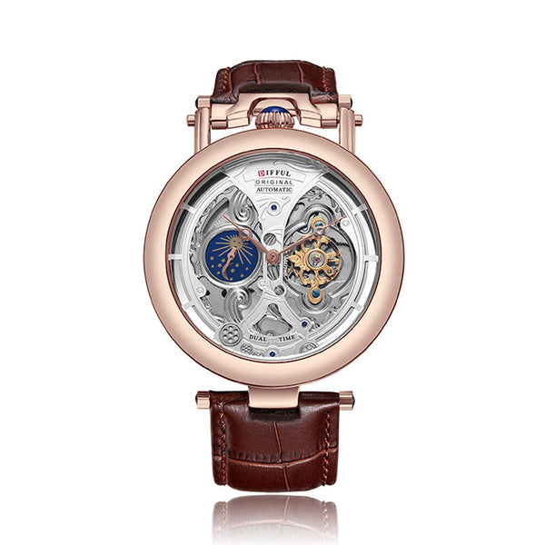 Reloj Automático Tourbillon con Fondo Transparente Resistente al Agua