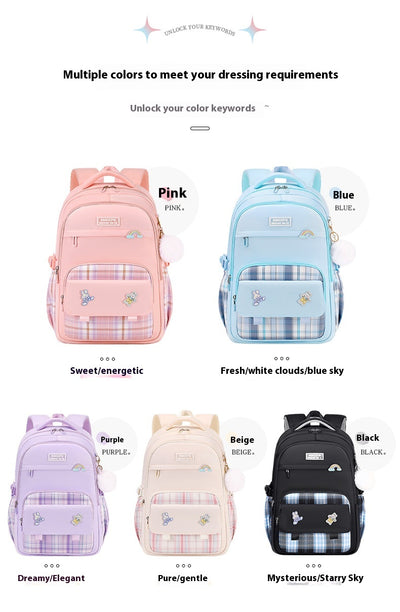 Mochila Escolar a Cuadros para Niñas de Primaria - Image 20