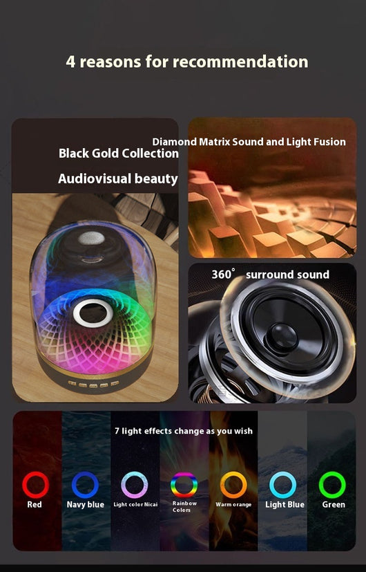 Subwoofer de Escritorio Bluetooth Negro y Oro - Image 12