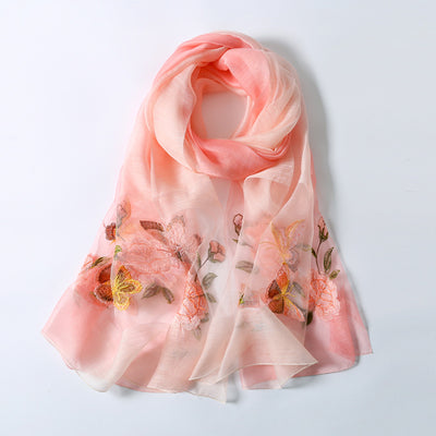 Pañuelo de Seda con Bordado Floral Primaveral - Image 31