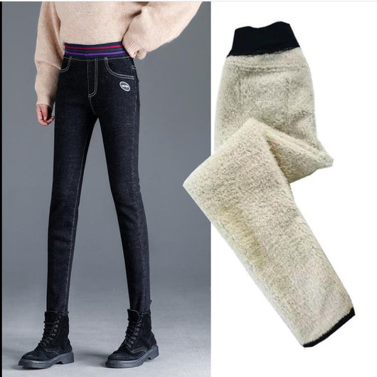 Pantalones Jeans Cálidos con Forro Polar y Cintura Elástica - Image 11