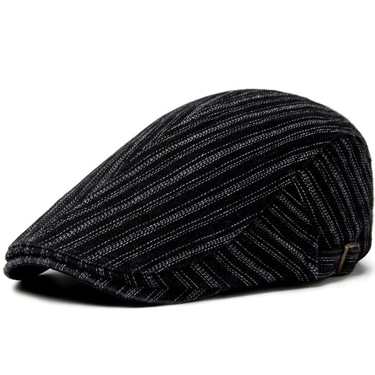 Boina Retro de Algodón Denim Lavado con Costura Británica para Hombre - Image 6