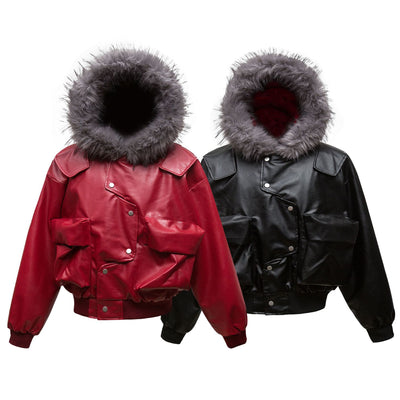 Abrigo Acolchado de Cuero PU Retro con Bolsillos Tridimensionales para Hombre - Image 3