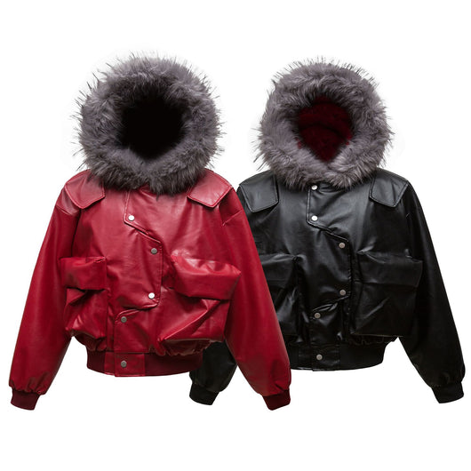 Abrigo Acolchado de Cuero PU Retro con Bolsillos Tridimensionales para Hombre - Image 3