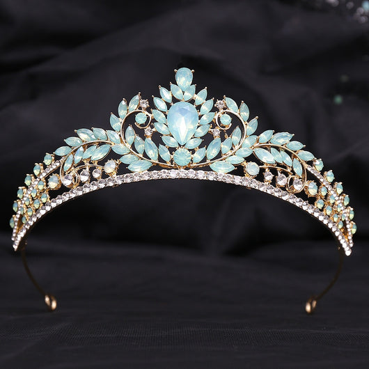 Corona Nupcial de Cristal Verde Brillante con Aleación y Incrustaciones - Image 18