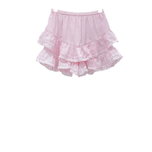 Conjunto Romántico de Blusa con Encaje y Falda Short Tableada Doble Volante - Image 5