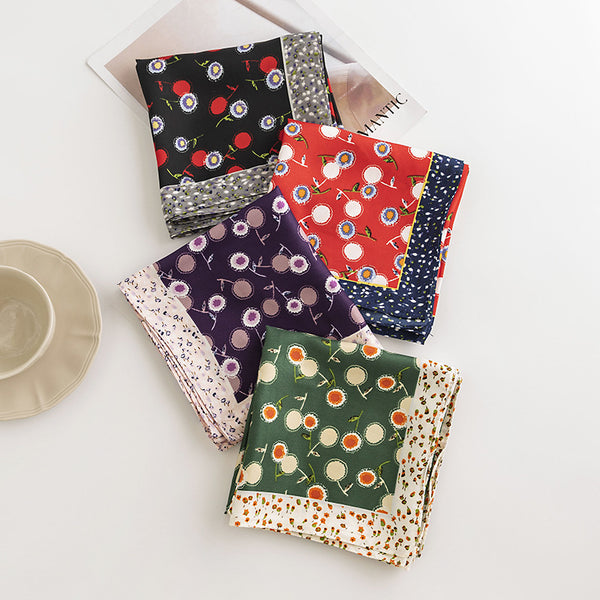 Pañuelo de Seda Estampado Diente de León - Accesorio Profesional Tendencia