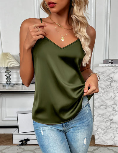 Blusa Tipo Tank Top de Seda con Tirantes Ajustables para Mujer - Image 11