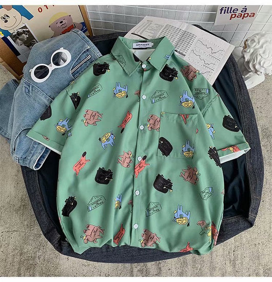 Camisa Floral para Pareja Estilo Hong Kong - Top Japonés Unisex - Image 3