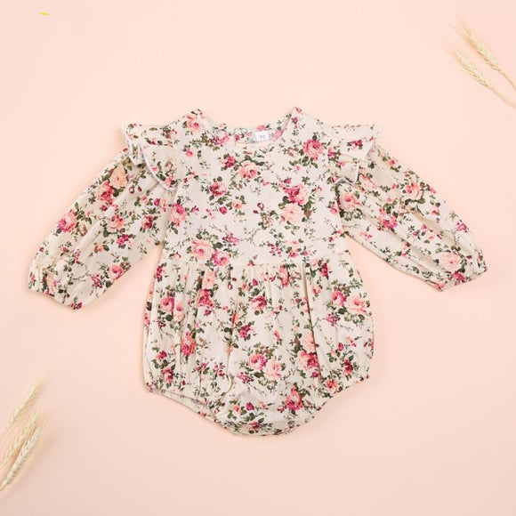 Jumpsuit Infantil Floral de Manga Larga