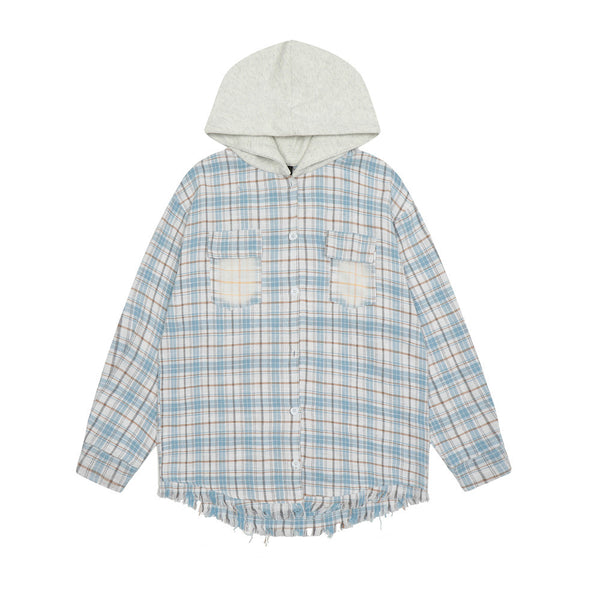 Camisa a Cuadros con Capucha Versátil para Hombre