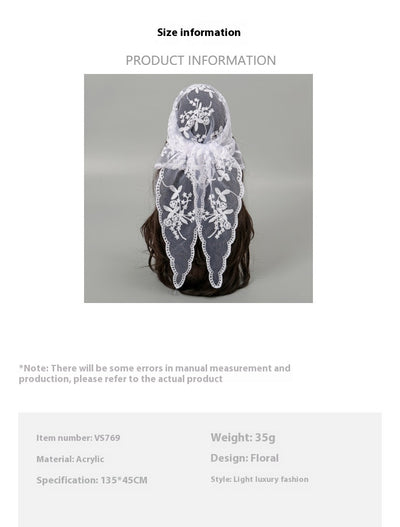 Velo de Novia con Encaje Floral Triangular - Accesorio Nupcial Elegante - Image 16