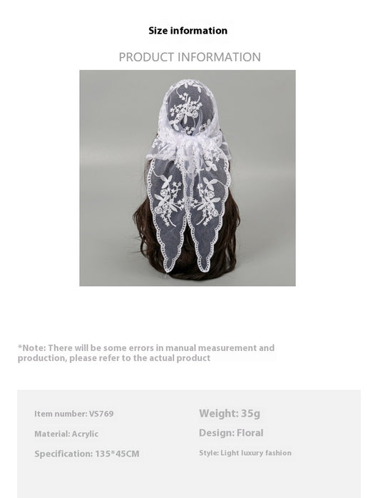 Velo de Novia con Encaje Floral Triangular - Accesorio Nupcial Elegante - Image 16
