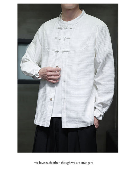 Camisa Retro Tang Chino - Algodón y Lino con Cierre Tradicional para Hombre - Image 28