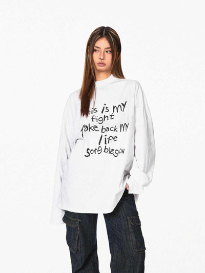Playera Holgada con Letras Gastadas - Top Casual Versátil - Image 4